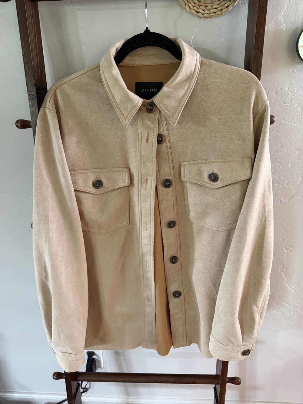 Love Tree Faux Suede Shacket Oversized Fall Layering Jacket Women’s size Large